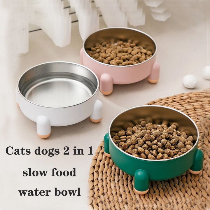 Slow Feeder Dog Bowl - Anti-skid Pet Feeder Bowl Stainless Steel