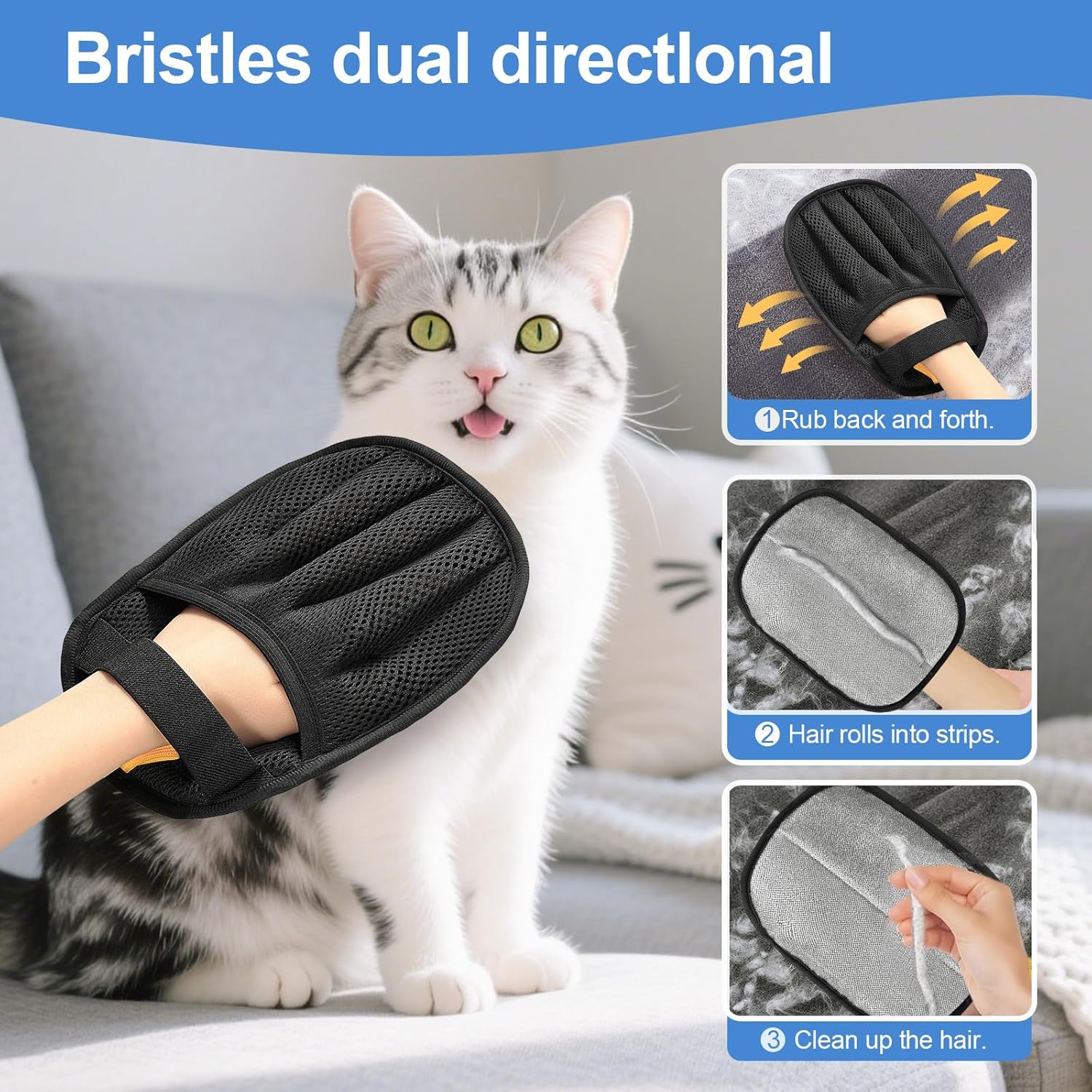 Pet Hair Removal Glove for Cat - Pet Hair Remover Brush บทวิจารณ์และราคา