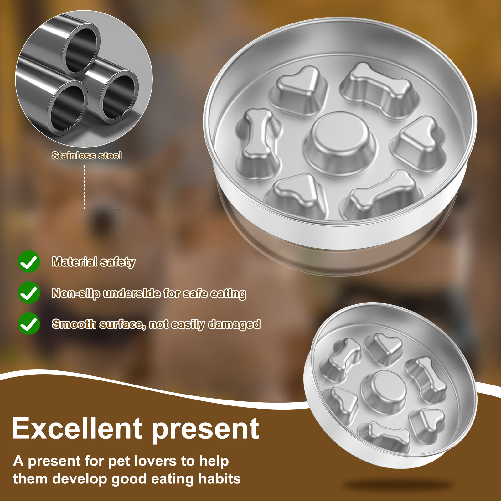 Stainless Steel Slow Feeder Do - Slow Feeder Dog Bowl บทวิจารณ์และราคา