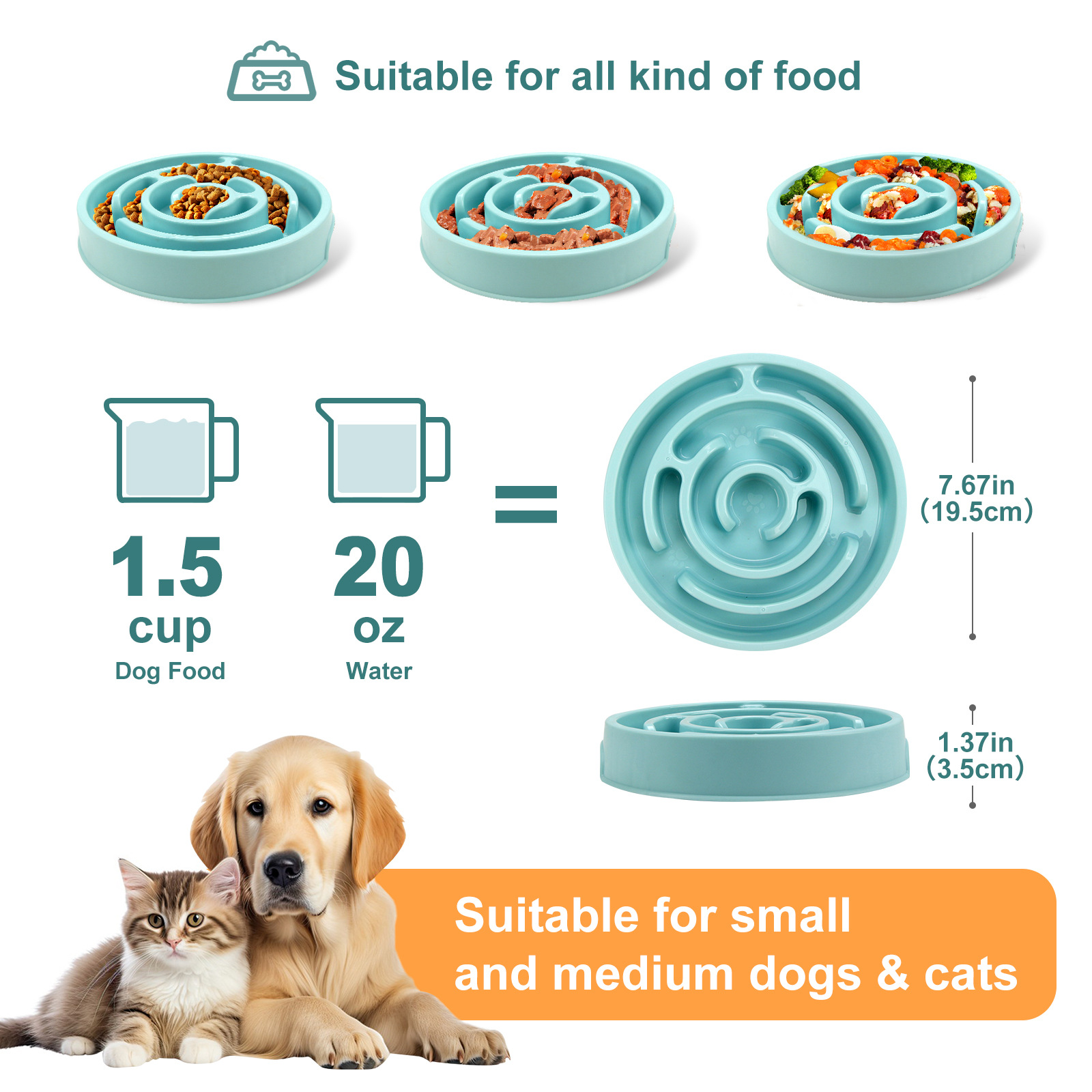 Pet Slow Food Bowl - Non slip  - Slow Feeder Dog Bowl บทวิจารณ์และราคา